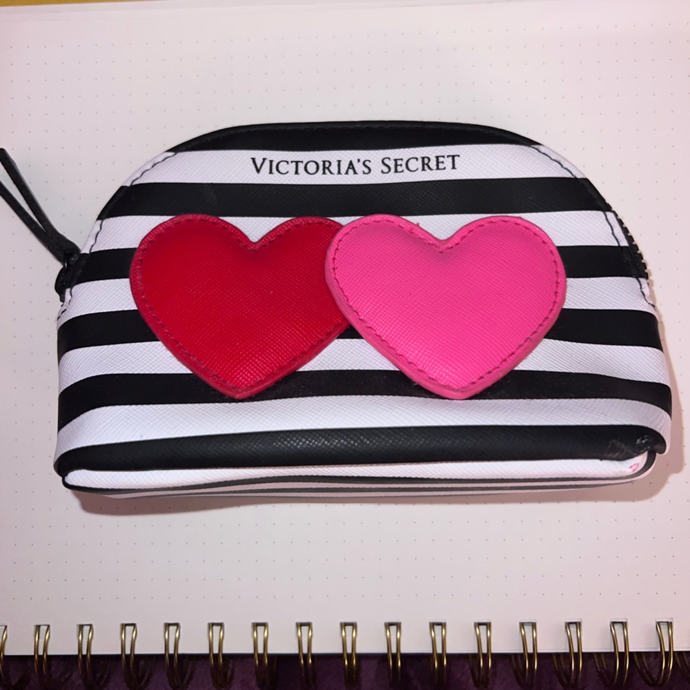 Heart shapes, Victoria’s Secret make up bag.